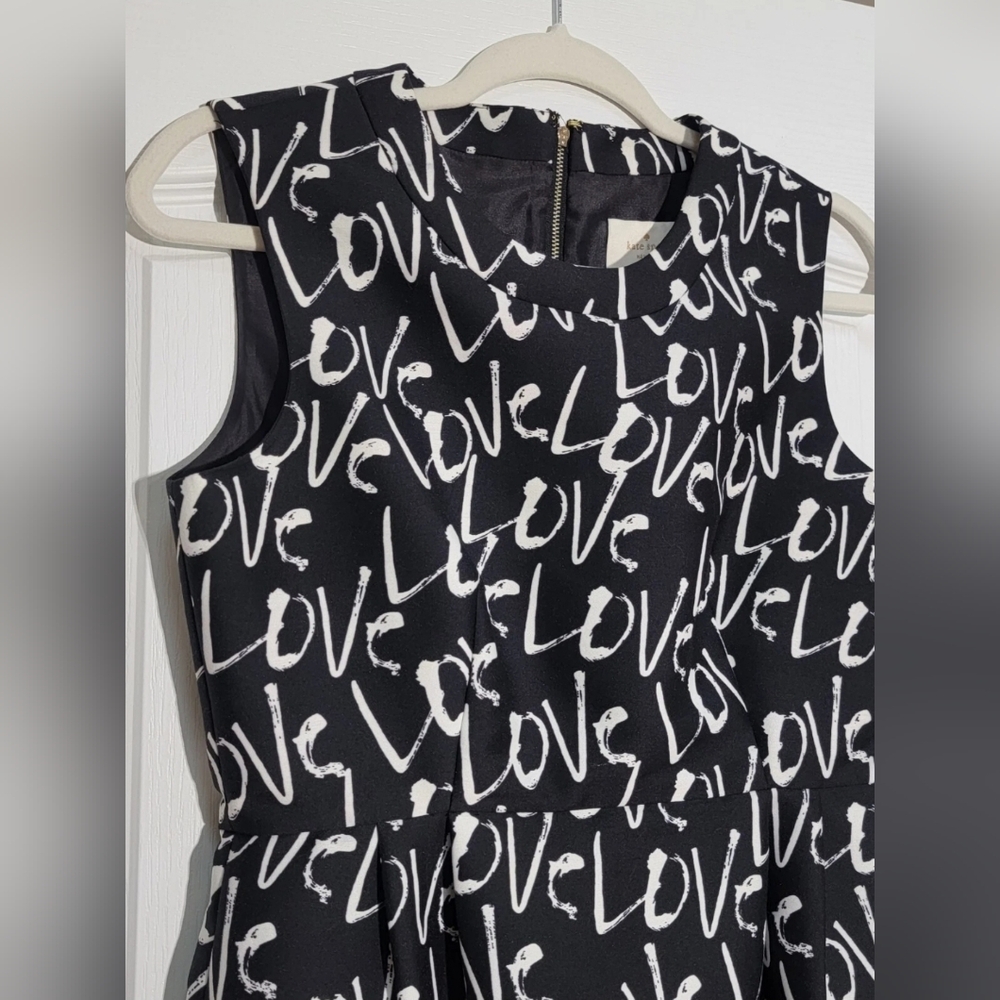 Kate Spade Dress Women's 4 Mindy Graffiti Love Black White Sleeveless Party - Picture 3 of 9